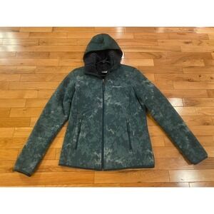 Columbia Womens Green Digital Camo Sherpa Lined Hooded Fleece Jacket Small